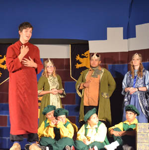 Students performing in a play